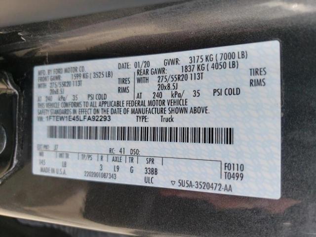 Photo 10 from auction – 2020 FORD F150 SUPER with VIN 1FTEW1E45LFA92293