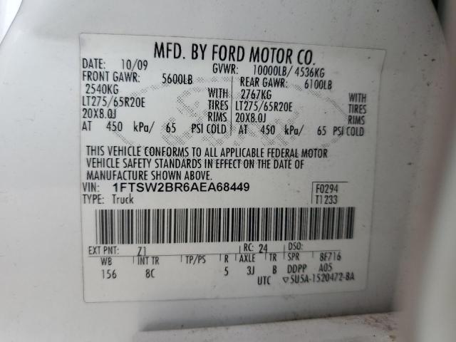 Photo 10 from auction – 2010 FORD F250 SUPER with VIN 1FTSW2BR6AEA68449