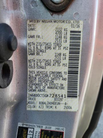 Zdjęcie 10 z aukcji – 2016 NISSAN FRONTIER S z VIN 1N6BD0CT5GN728541
