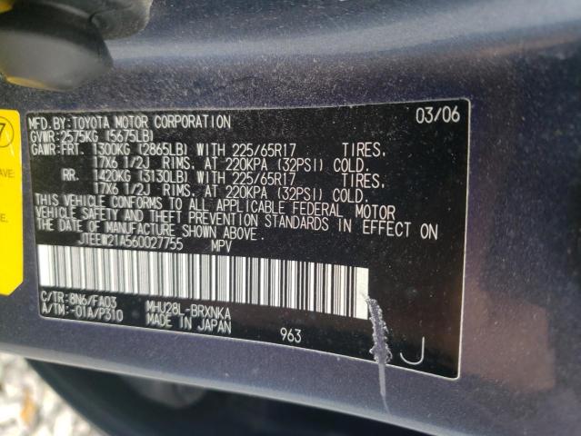 Photo 10 from auction – 2006 TOYOTA HIGHLANDER with VIN JTEEW21A560027755