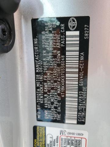 Photo 10 from auction – 2007 TOYOTA CAMRY LE with VIN 4T1BK46K97U556048