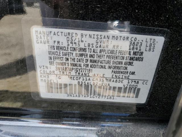 Photo 10 from auction – 2016 NISSAN SENTRA S with VIN 3N1AB7AP1GY277181