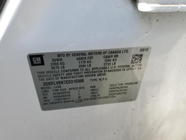Photo 10 from auction – 2012 GMC TERRAIN SL with VIN 2GKFLVEK7C6316066