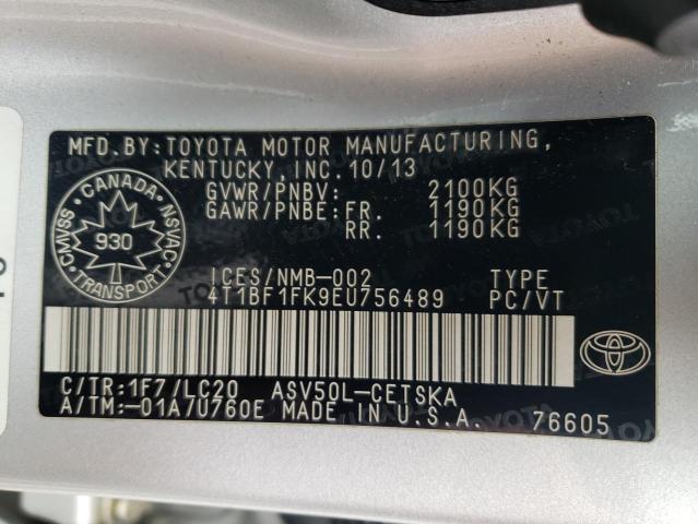 Photo 10 from auction – 2014 TOYOTA CAMRY L with VIN 4T1BF1FK9EU756489