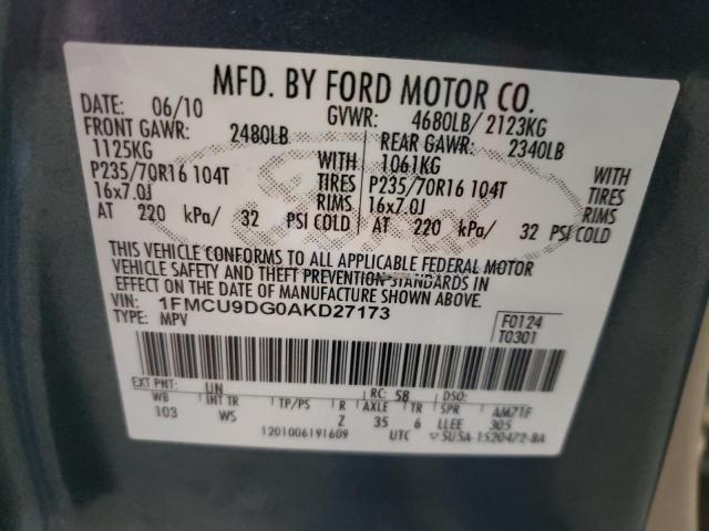 Photo 10 from auction – 2010 FORD ESCAPE XLT with VIN 1FMCU9DG0AKD27173