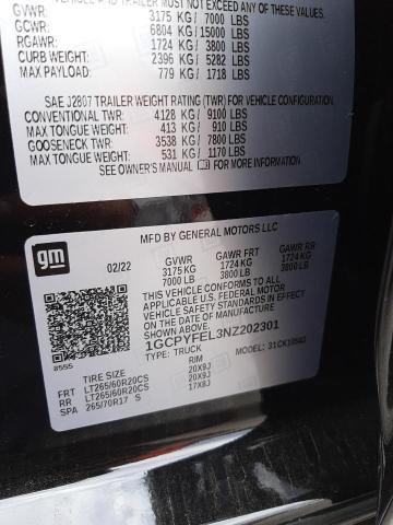 Photo 10 from auction – 2022 CHEVROLET SILVERADO with VIN 1GCPYFEL3NZ202301