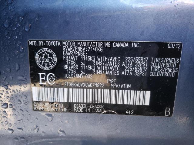 Photo 10 from auction – 2012 TOYOTA RAV4 with VIN 2T3BK4DVXCW071822