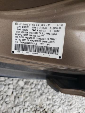 Photo 10 from auction – 2002 HONDA CR-V LX with VIN SHSRD68442U002479