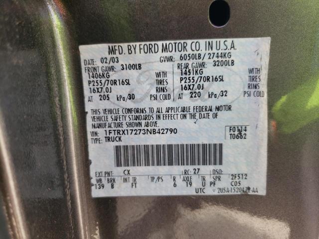 Zdjęcie 10 z aukcji – 2003 FORD F150 z VIN 1FTRX17273NB42790