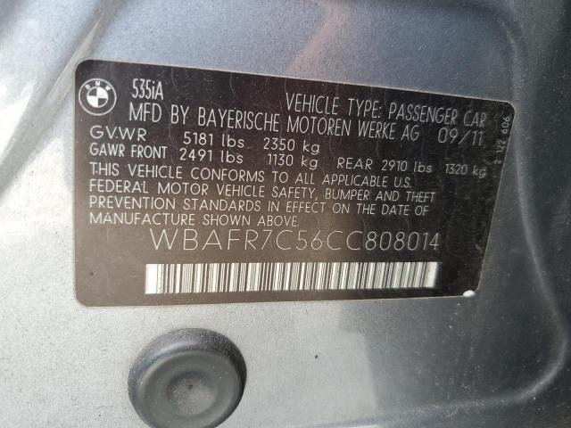 Photo 10 from auction – 2012 BMW 535 I with VIN WBAFR7C56CC808014