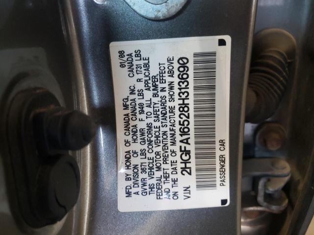 Photo 10 from auction – 2008 HONDA CIVIC LX with VIN 2HGFA16528H313690