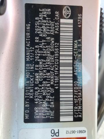 Photo 10 from auction – 2012 TOYOTA CAMRY BASE with VIN 4T1BF1FK7CU195612