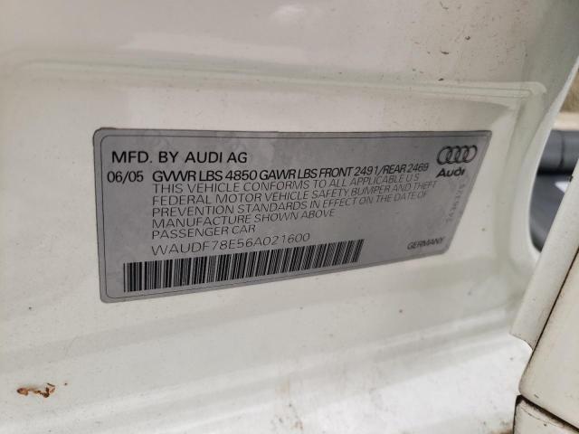 Photo 10 from auction – 2006 AUDI A4 2.0T QU with VIN WAUDF78E56A021600