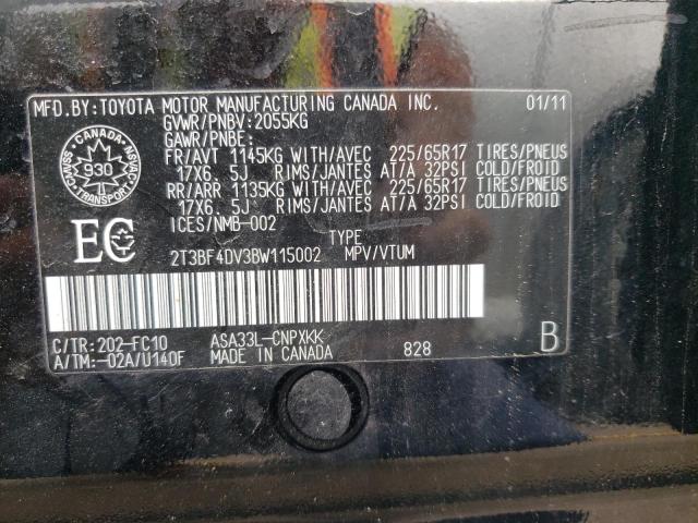 Photo 10 from auction – 2011 TOYOTA RAV4 with VIN 2T3BF4DV3BW115002