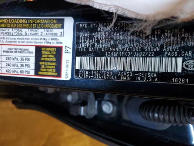 Photo 10 from auction – 2015 TOYOTA CAMRY LE with VIN 4T1BF1FK3FU492722