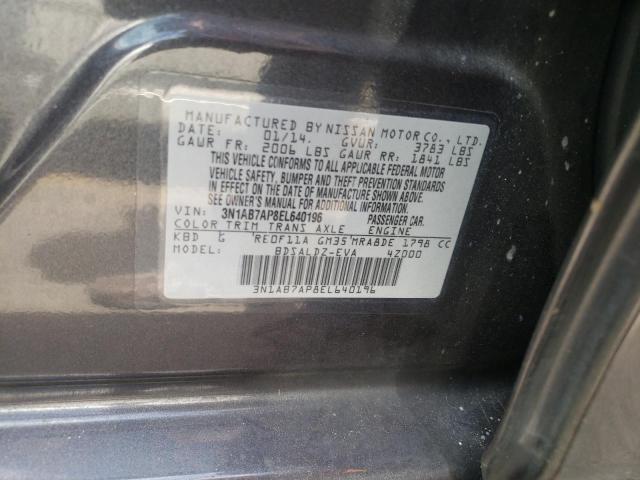 Photo 10 from auction – 2014 NISSAN SENTRA S with VIN 3N1AB7AP8EL640196