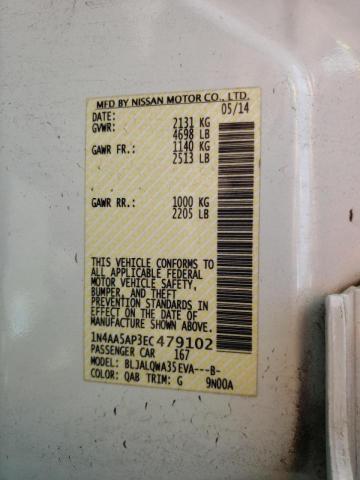 Photo 10 from auction – 2014 NISSAN MAXIMA S with VIN 1N4AA5AP3EC479102
