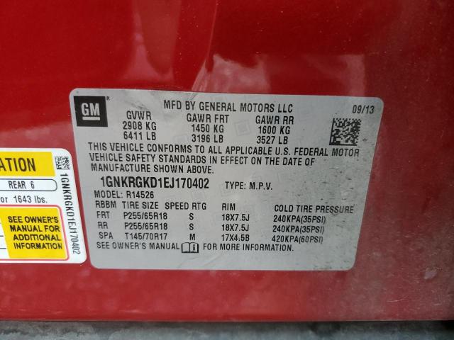 Photo 10 from auction – 2014 CHEVROLET TRAVERSE L with VIN 1GNKRGKD1EJ170402