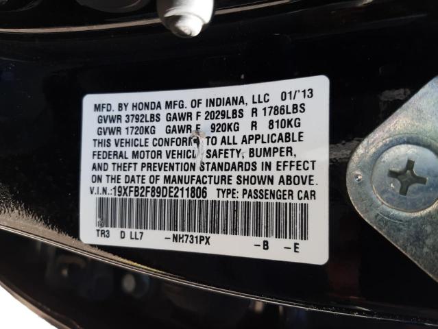 Photo 10 from auction – 2013 HONDA CIVIC EX with VIN 19XFB2F89DE211806