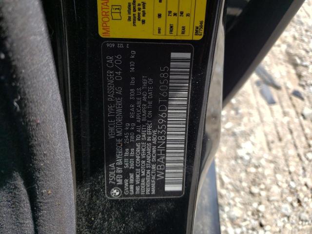 Photo 10 from auction – 2006 BMW 750 LI with VIN WBAHN83596DT60585