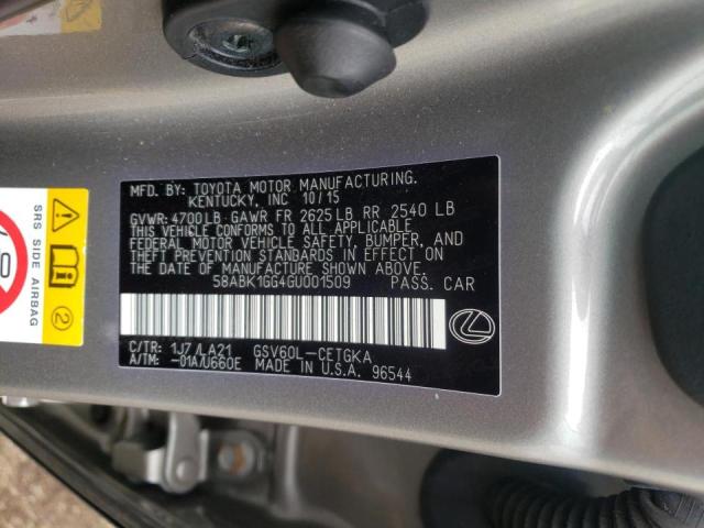 Photo 10 from auction – 2016 LEXUS ES 350 with VIN 58ABK1GG4GU001509