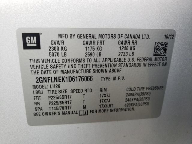 Photo 10 from auction – 2013 CHEVROLET EQUINOX LT with VIN 2GNFLNEK1D6176066