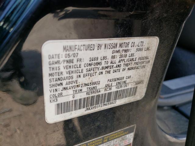Photo 10 from auction – 2007 INFINITI M35 BASE with VIN JNKAY01F27M459922