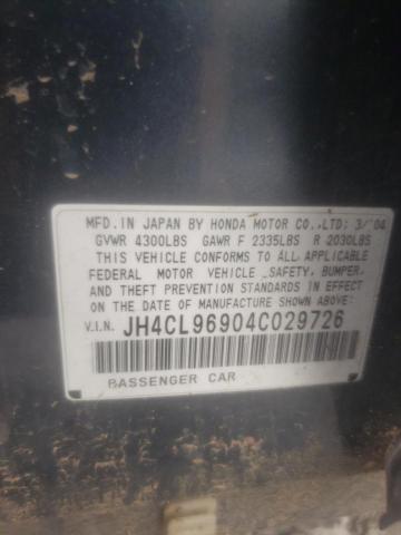 Photo 10 from auction – 2004 ACURA TSX with VIN JH4CL96904C029726