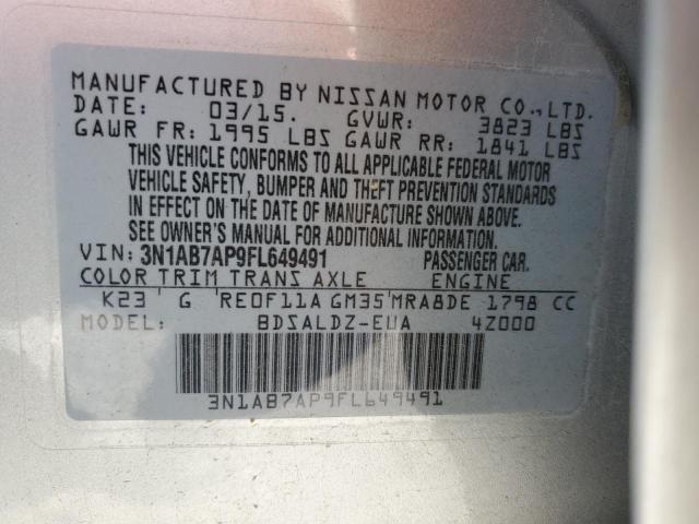 Photo 10 from auction – 2015 NISSAN SENTRA S with VIN 3N1AB7AP9FL649491