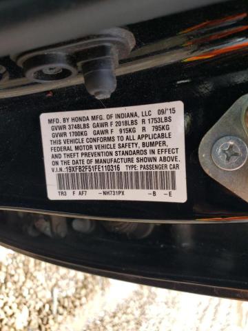 Photo 10 from auction – 2015 HONDA CIVIC LX with VIN 19XFB2F51FE110316