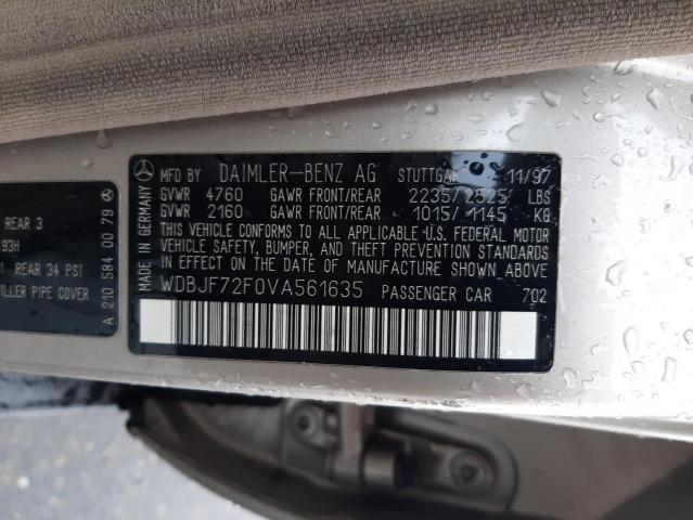 Photo 10 from auction – 1997 MERCEDES-BENZ E 420 with VIN WDBJF72F0VA561635