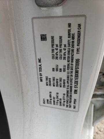 Photo 10 from auction – 2021 TESLA MODEL 3 with VIN 5YJ3E1EBXMF978995