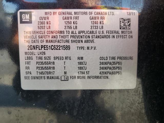 Photo 10 from auction – 2012 CHEVROLET EQUINOX LT with VIN 2GNFLPE51C6221589