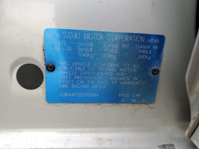 Photo 10 from auction – 2002 SUZUKI AERIO S with VIN JS2RA41S525102966