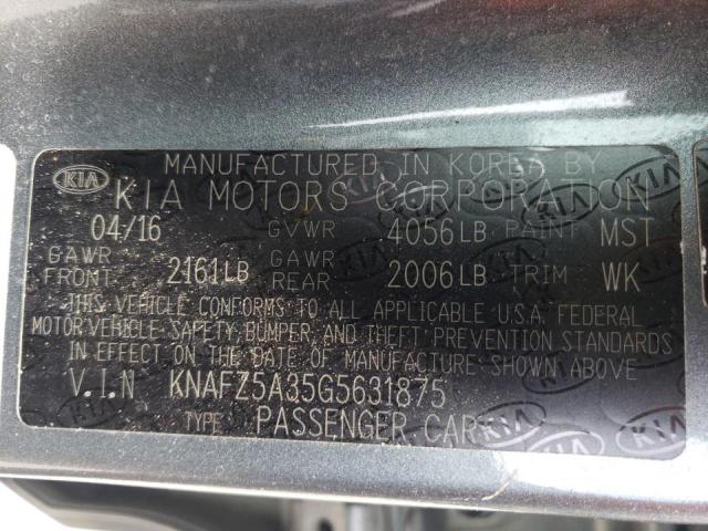 Photo 10 from auction – 2016 KIA FORTE SX with VIN KNAFZ5A35G5631875