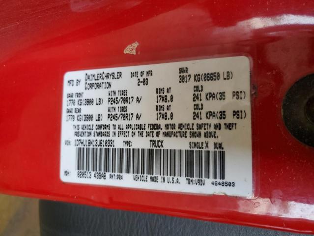 Photo 10 from auction – 2003 DODGE RAM 1500 S with VIN 1D7HU18N13J610331