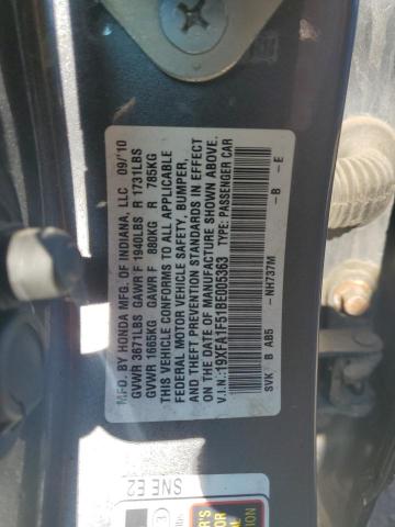 Photo 10 from auction – 2011 HONDA CIVIC LX with VIN 19XFA1F51BE005363