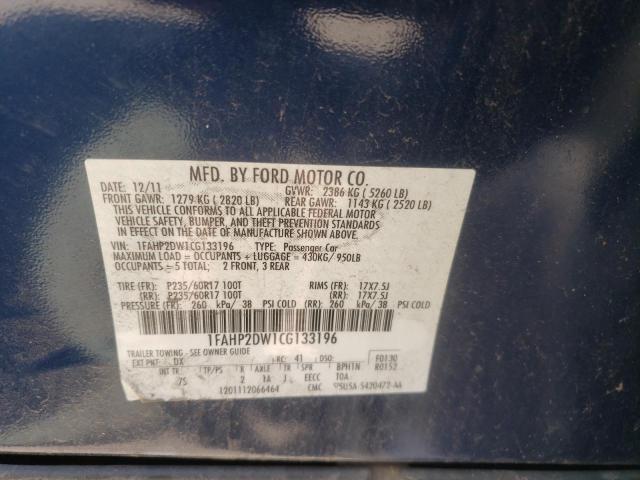 Photo 10 from auction – 2012 FORD TAURUS SE with VIN 1FAHP2DW1CG133196