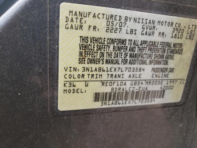 Photo 10 from auction – 2007 NISSAN SENTRA 2.0 with VIN 3N1AB61EX7L703584