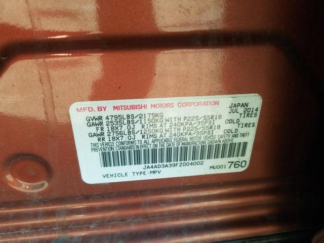 Photo 10 from auction – 2015 MITSUBISHI OUTLANDER with VIN JA4AD3A39FZ004002