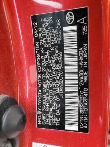 Photo 10 from auction – 2012 TOYOTA PRIUS with VIN JTDKN3DU7C1543966