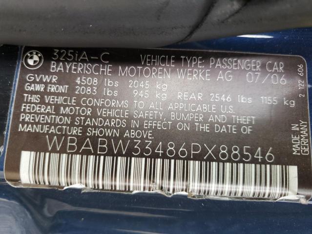 Photo 10 from auction – 2006 BMW 325 CI with VIN WBABW33486PX88546