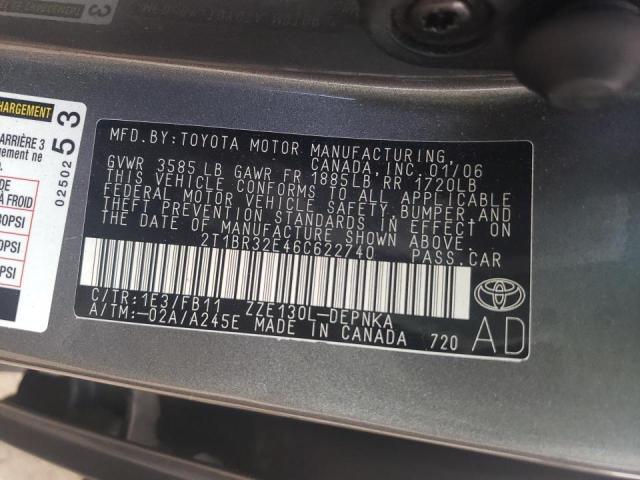 Photo 10 from auction – 2006 TOYOTA COROLLA CE with VIN 2T1BR32E46C622740