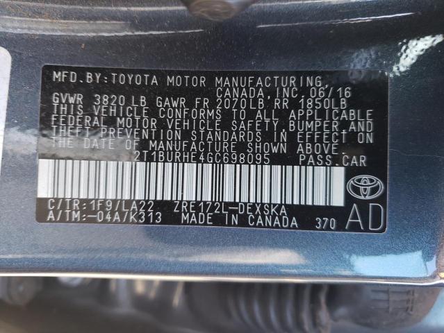 Photo 10 from auction – 2016 TOYOTA COROLLA L with VIN 2T1BURHE4GC698095