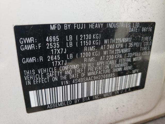 Photo 10 from auction – 2017 SUBARU OUTBACK 2. with VIN 4S4BSAAC9H3208885