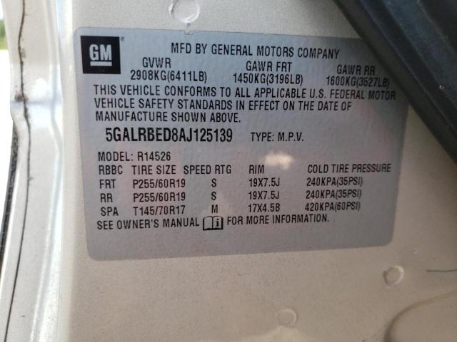 Photo 10 from auction – 2010 BUICK ENCLAVE CX with VIN 5GALRBED8AJ125139