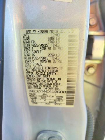 Photo 10 from auction – 2004 NISSAN FRONTIER C with VIN 1N6ED27T44C410680