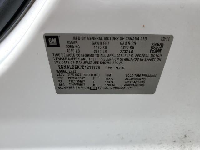 Photo 10 from auction – 2012 CHEVROLET EQUINOX LT with VIN 2GNALDEK7C1211726