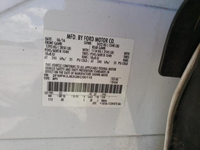 Photo 10 from auction – 2016 FORD EDGE SEL with VIN 2FMPK3J83GBC00115