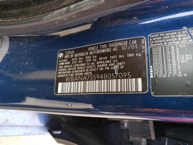 Photo 10 from auction – 2004 BMW 530 I with VIN WBANA73594B057095